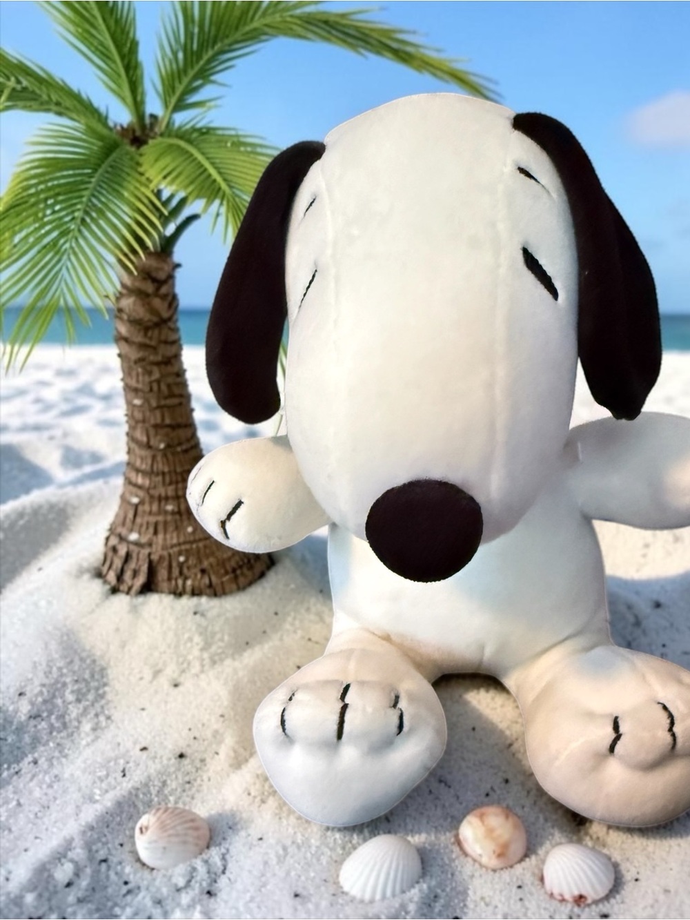 Classic White & Black Plush Dog Toy - Soft Cuddly Pet Plush